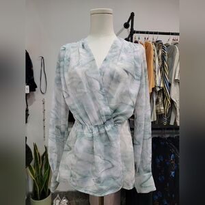 Dynamite Marble Wrap Blouse